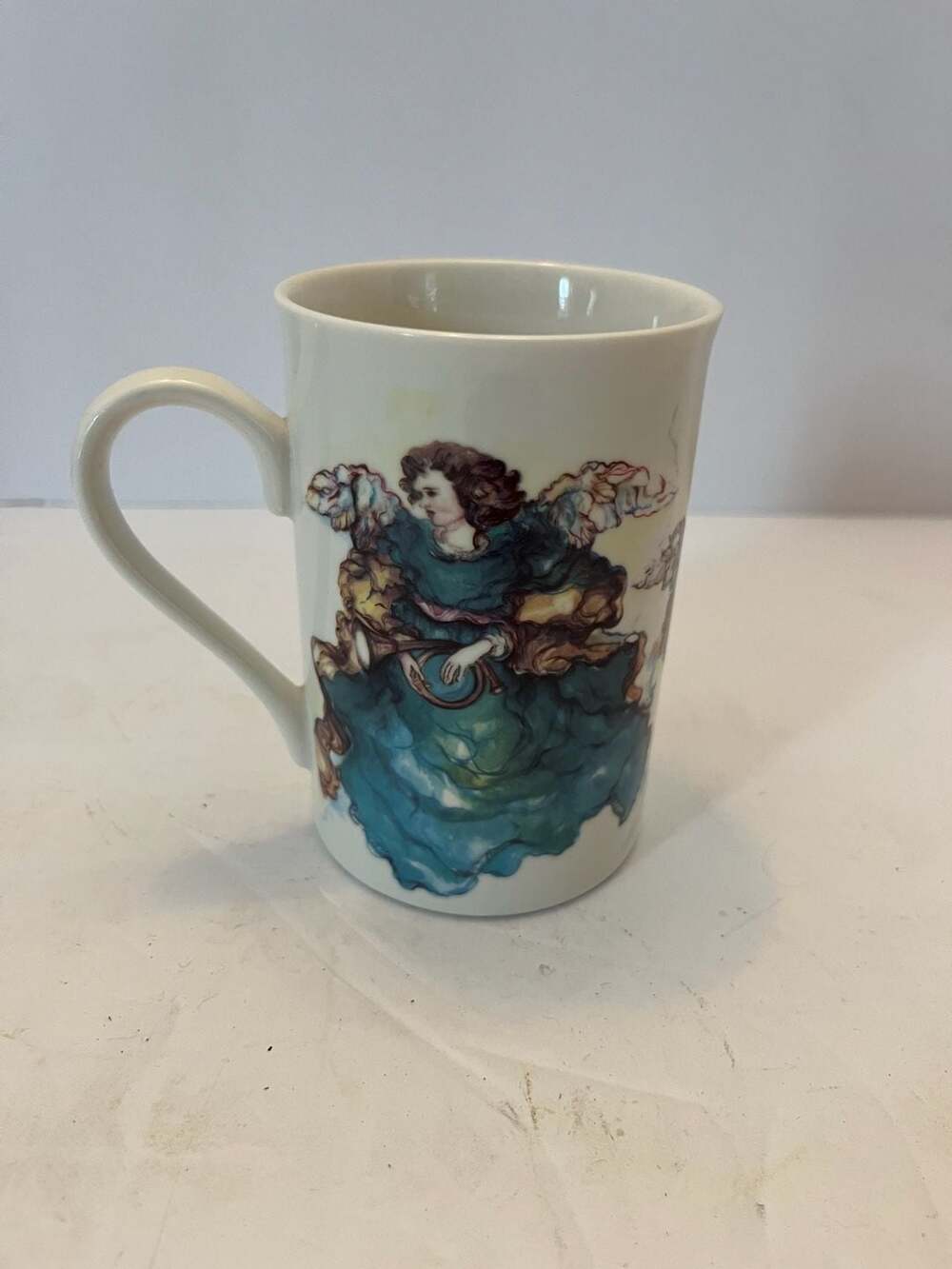 1993 Potpourri Designs Fine Bone China Angel Motif Coffee Mug by Christina Ladas